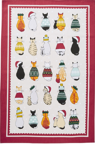 Ulster Weavers, "Christmas Cats in Waiting", Recycled cotton tea towel.