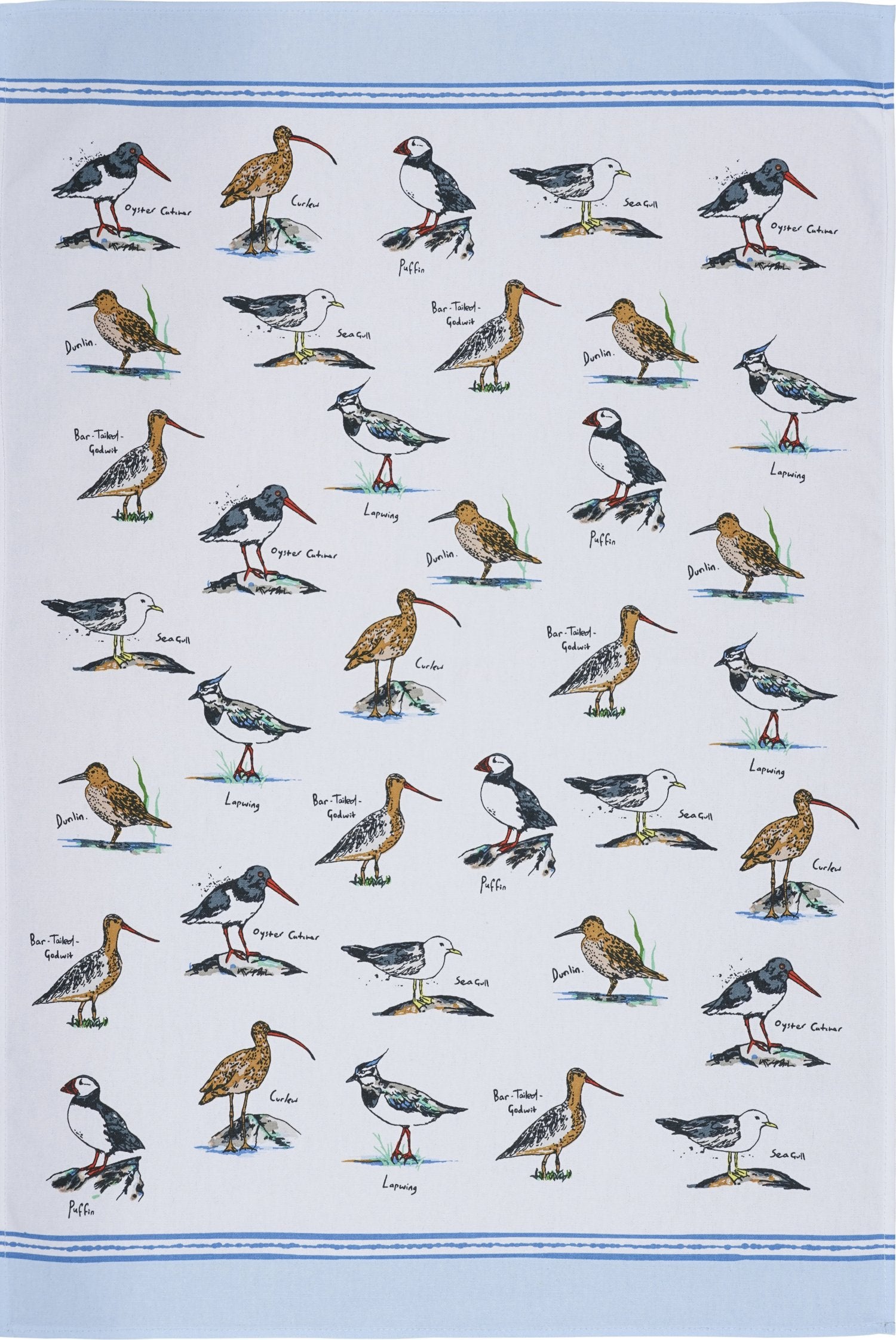 Ulster Weavers, "Coastal Birds", Printed cotton tea towel.