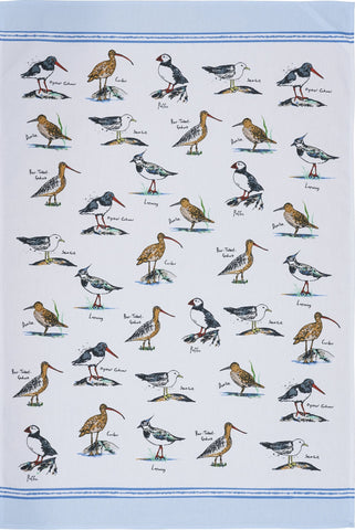 Ulster Weavers, "Coastal Birds", Printed recycled cotton tea towel.