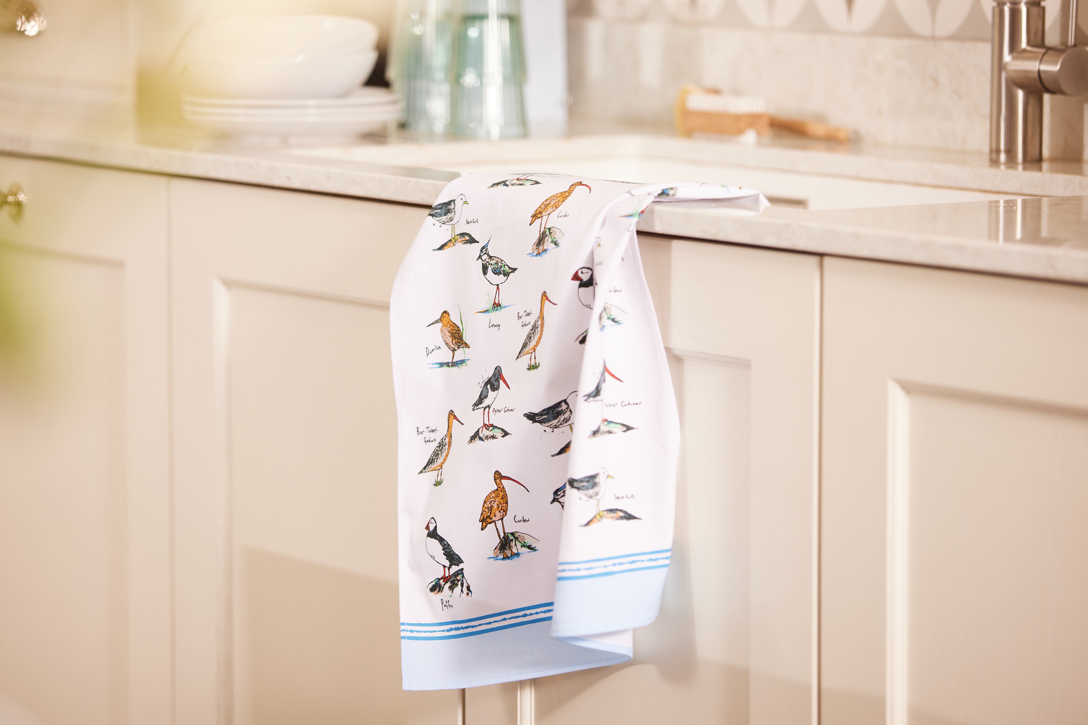 Ulster Weavers "Coastal Birds", Printed cotton tea towel.