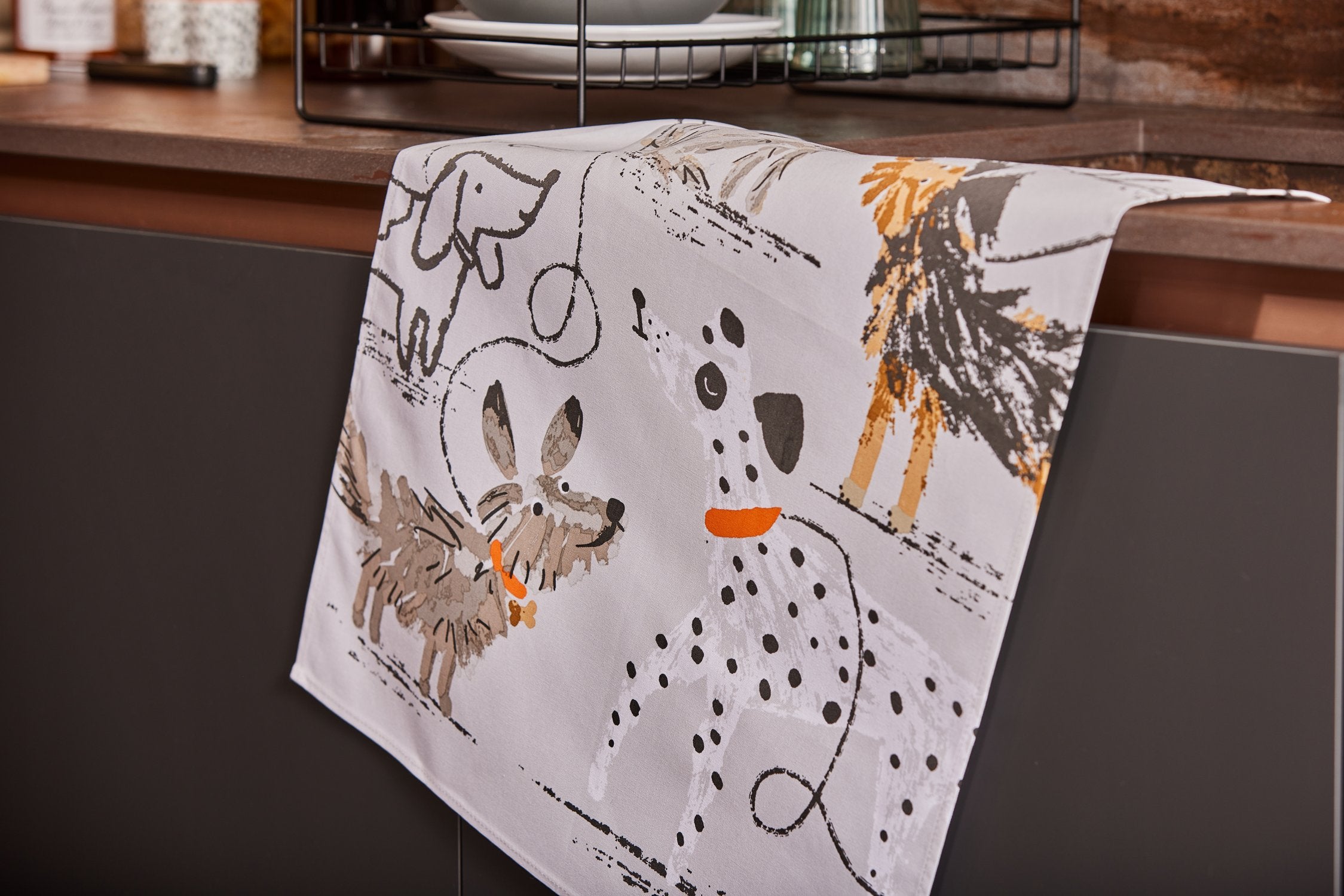 Ulster Weavers "Dog Days", Printed cotton tea towel.