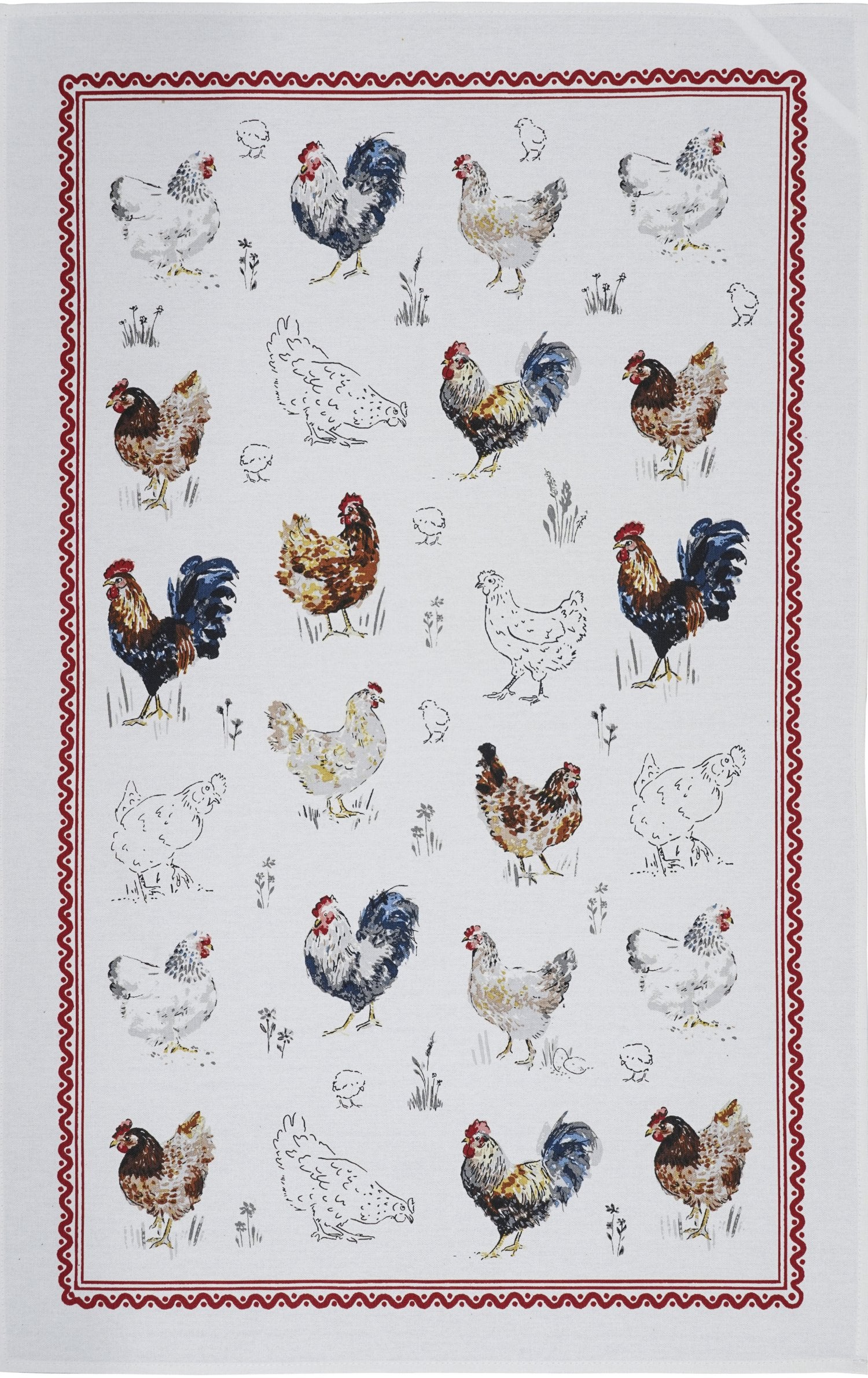 Ulster Weavers, "Farm Birds", Printed recycled cotton tea towel.