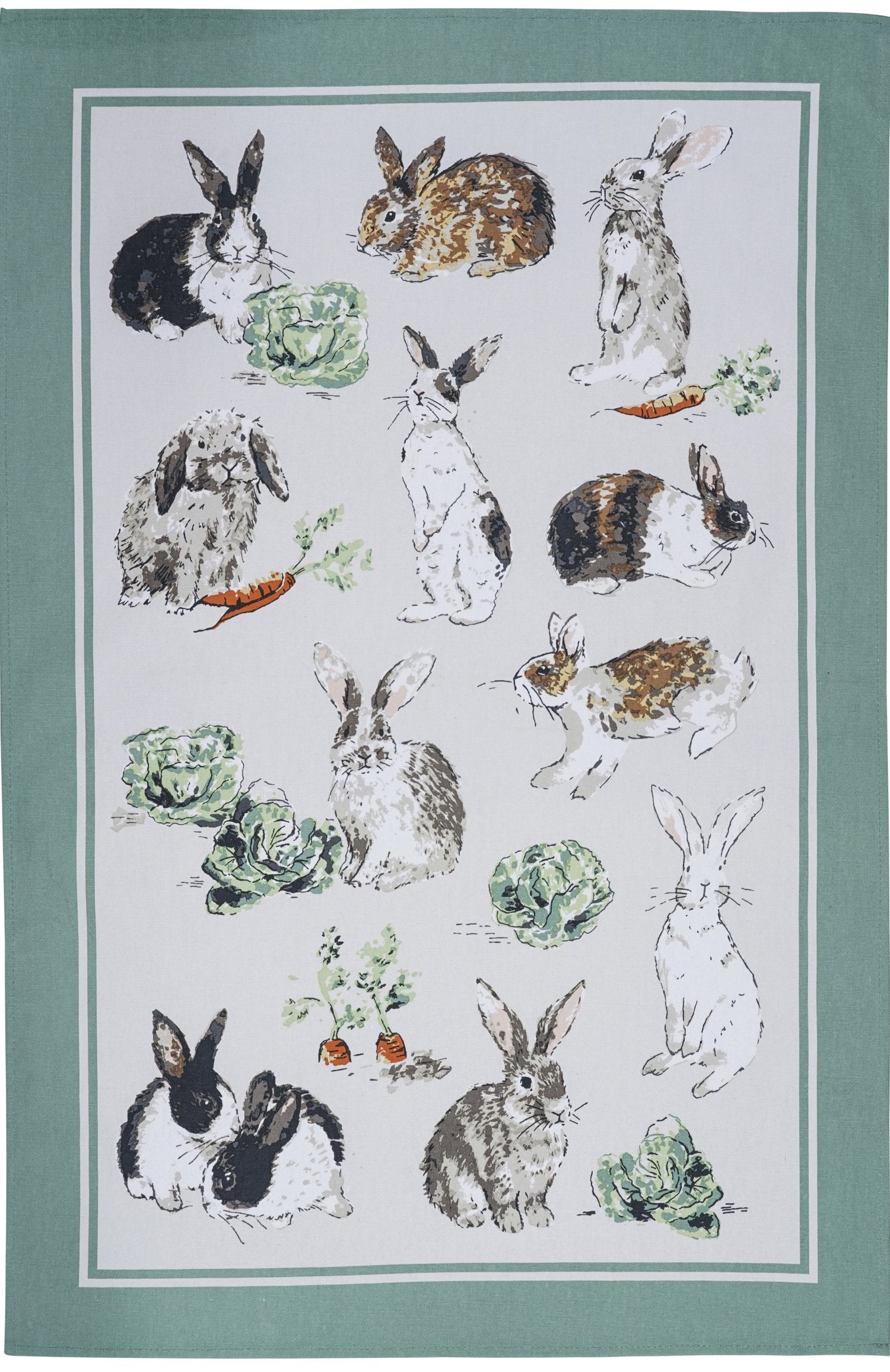 Ulster Weavers "Rabbit Patch", Printed recycled cotton tea towel.