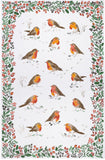 Ulster Weavers, "Robins & Berry Border", Printed cotton tea towel.