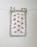 Ulster Weavers, "Robins & Berry Border", Printed cotton tea towel.