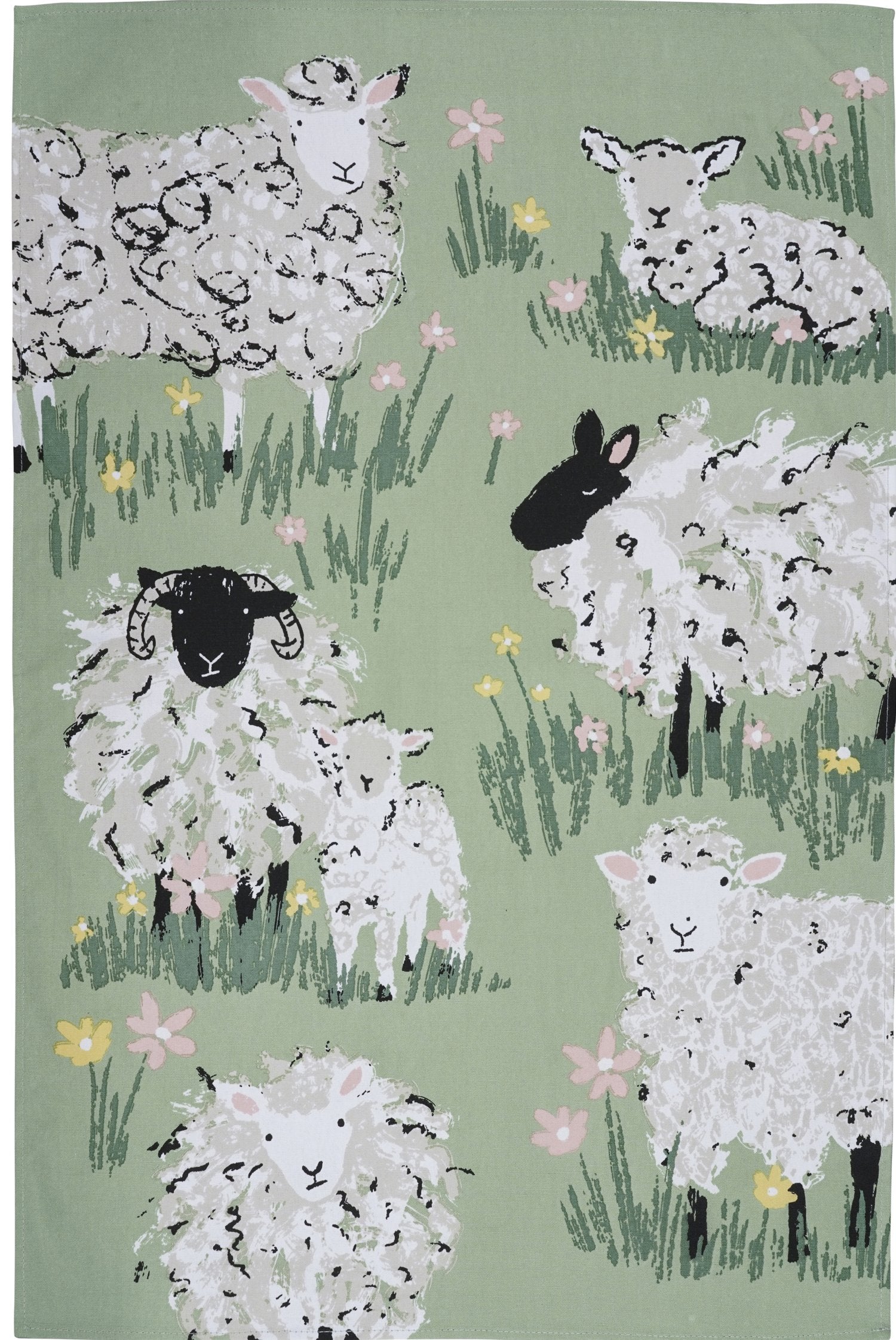 Ulster Weavers, "Woolly Sheep", Printed cotton tea towel.