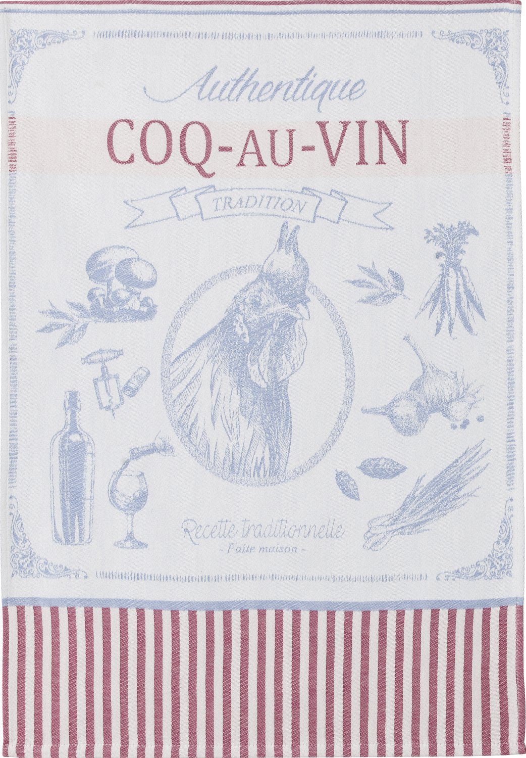 Coucke "Coq Au Vin", Woven cotton tea towel. Designed in France.