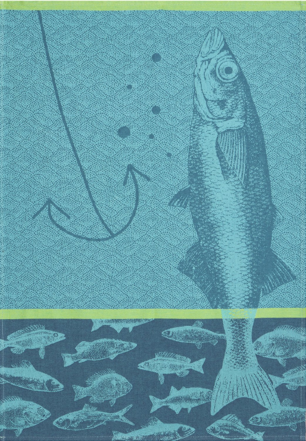 Coucke "Poissons", Woven cotton tea towel. Designed in France.