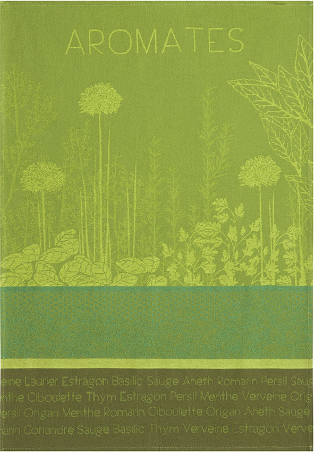 Coucke "Aromates du Jardin", Cotton terry hand towel. Designed in France.