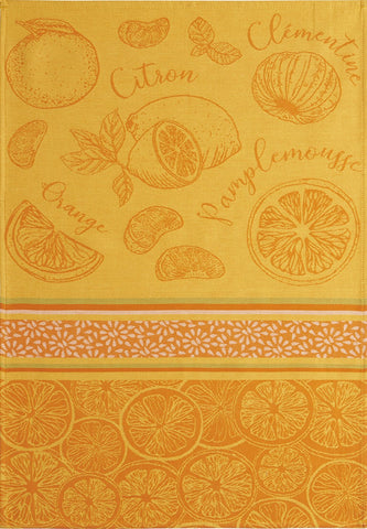 Coucke "Agrumes", Woven cotton tea towel. Designed in France.