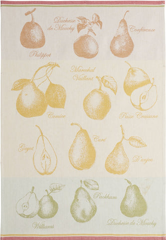 Coucke " Variete de Poires", Woven cotton tea towel. Designed in France.