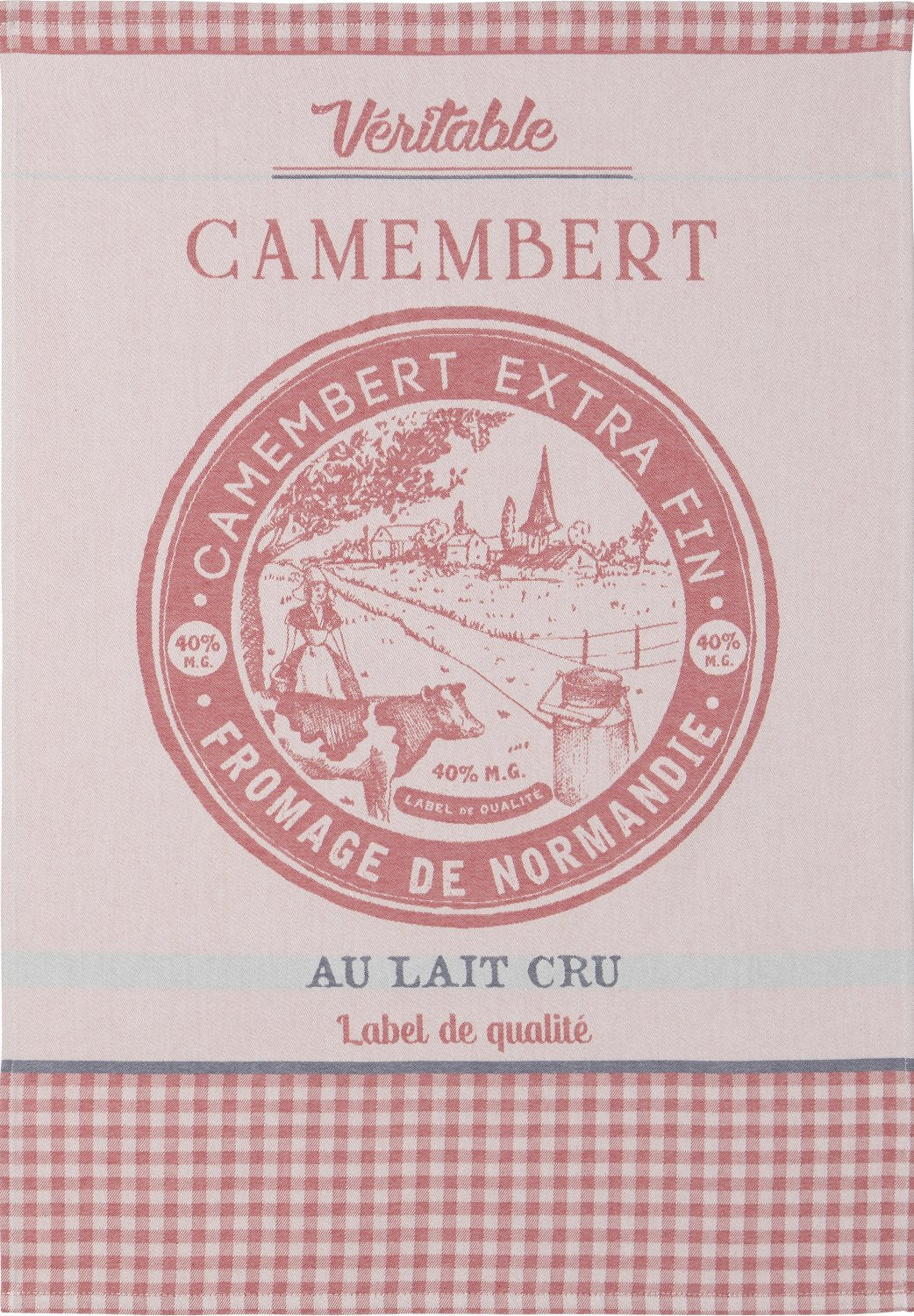 Coucke "Véritable Camembert”, Woven cotton tea towel. Designed in France.