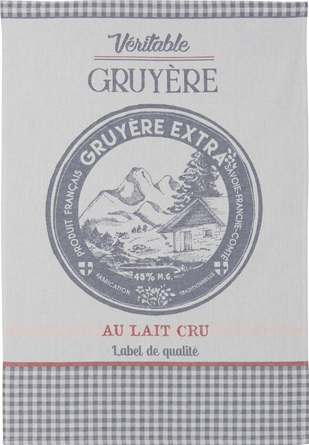 Coucke " Véritable Gruyere", Woven cotton tea towel. Made in France.