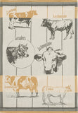 Coucke "Vaches Bovines", Woven cotton tea towel. Designed in France.