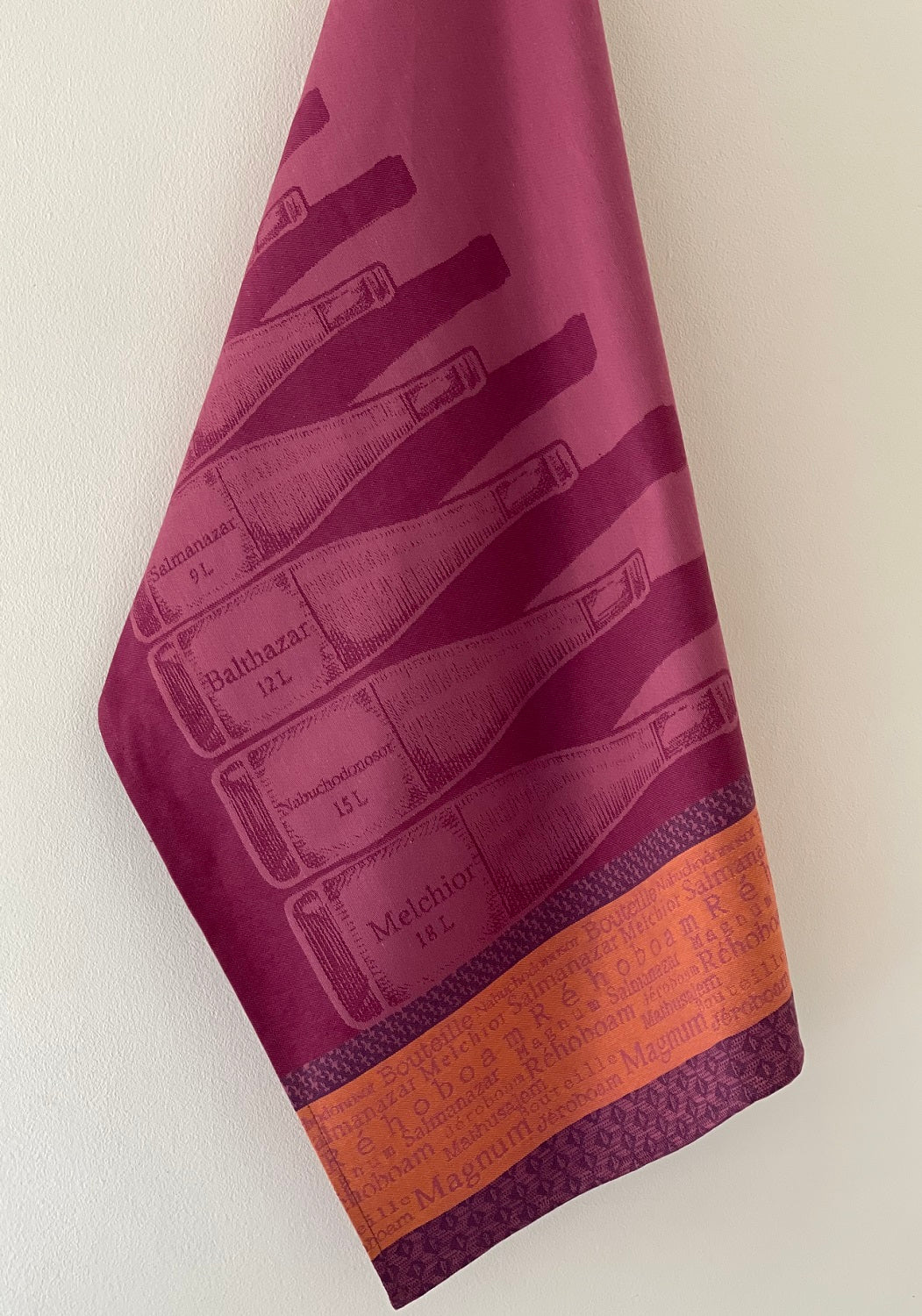 Coucke “Gabarits Bouteilles de Vin", Woven cotton tea towel. Designed in France.