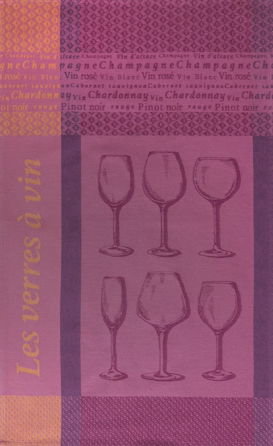 Coucke “Verres à Vin", Woven cotton tea towel. Designed in France.