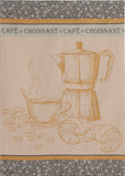 Coucke " Café Croissant", Woven cotton tea towel. Designed in France.