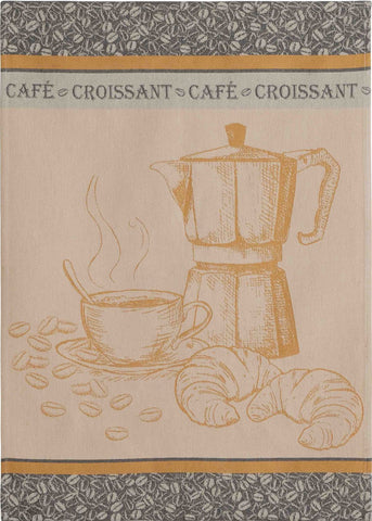 Coucke " Café Croissant", Woven cotton tea towel. Designed in France.