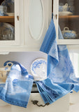 Coucke "Vaisselles Anciennes", Woven cotton tea towel. Designed in France.