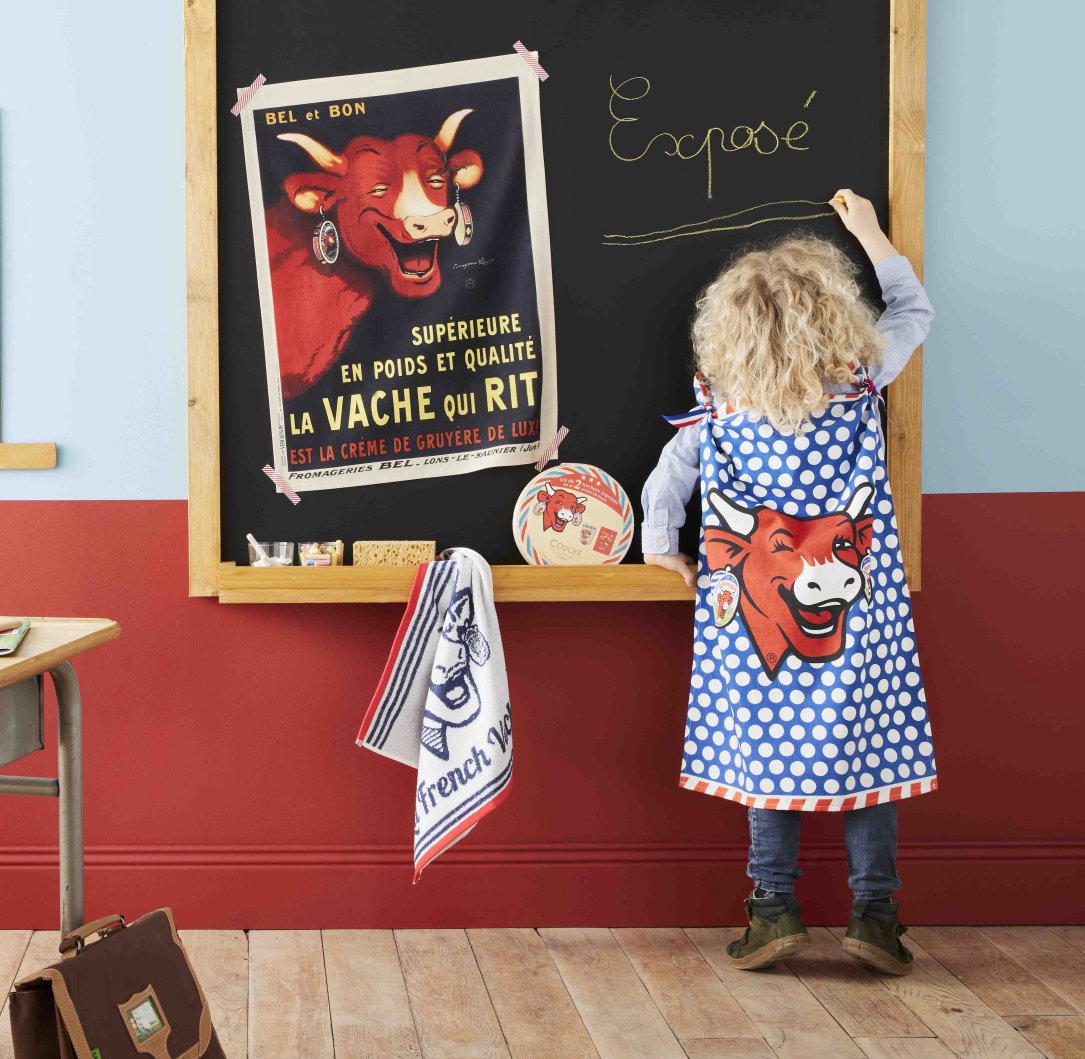 Coucke "La Vache Qui Rit-Bel et Bon", Printed cotton tea towel. Designed in France.