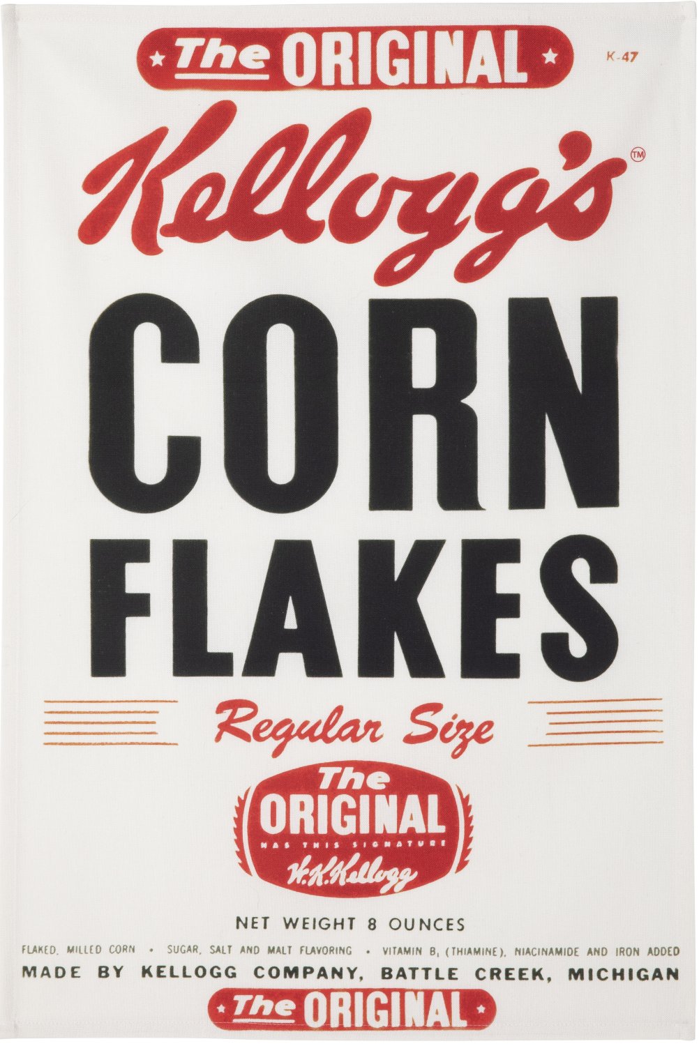 Coucke "Kellogg’s Corn Flakes Original", Printed cotton tea towel. Designed in France