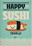 Coucke "Misteratomic-Sushi", Printed cotton tea towel. Designed in France.
