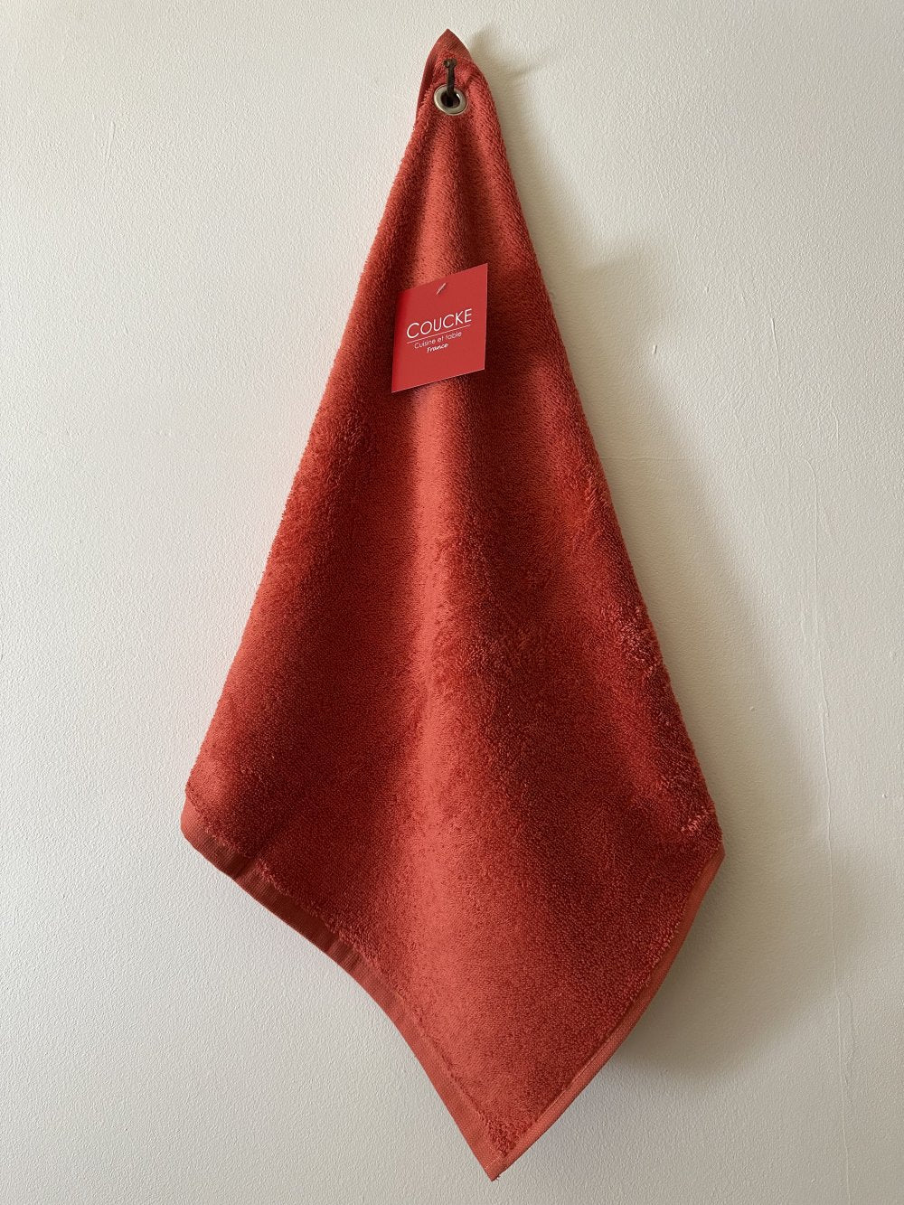 Coucke "Rooibos Eyelet", Cotton terry hand towel. Designed in France.