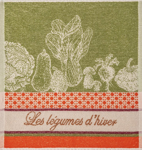 Coucke "Légumes D’Hiver", Cotton terry hand towel. Designed in France.