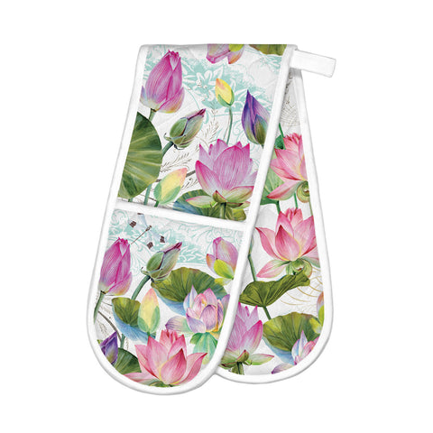Michel Design Works "Water Lilies", Cotton printed double oven gloves.