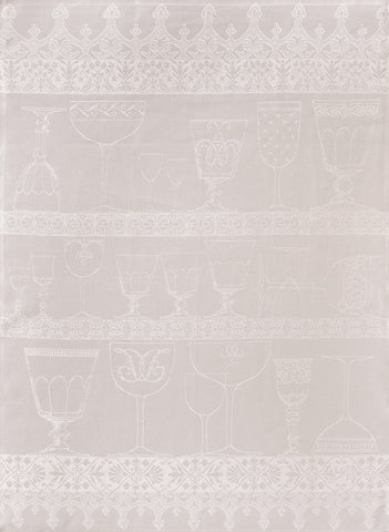 Jacquard Français "Cristal" (White), Woven linen tea towel. Made in France. - Home Landing