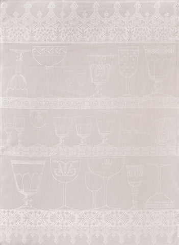 Jacquard Français "Cristal" (White), Woven linen tea towel. Made in France. - Home Landing