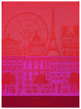 Jacquard Français "Paris Panorama"(Red Kiss), Woven cotton tea towel. Made in France. - Home Landing