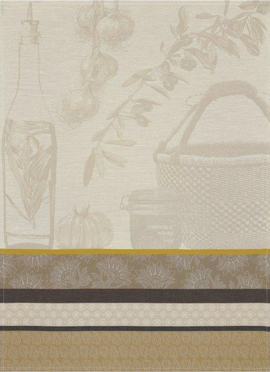 Jacquard Français "Saveurs de Provence" (Beige), Woven cotton tea towel. Made in France - Home Landing