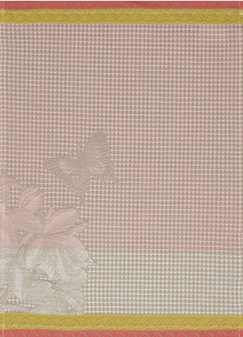 Jacquard Français "Jardin des Papillons" (Magnolia), Woven cotton hand towel. Made in France.