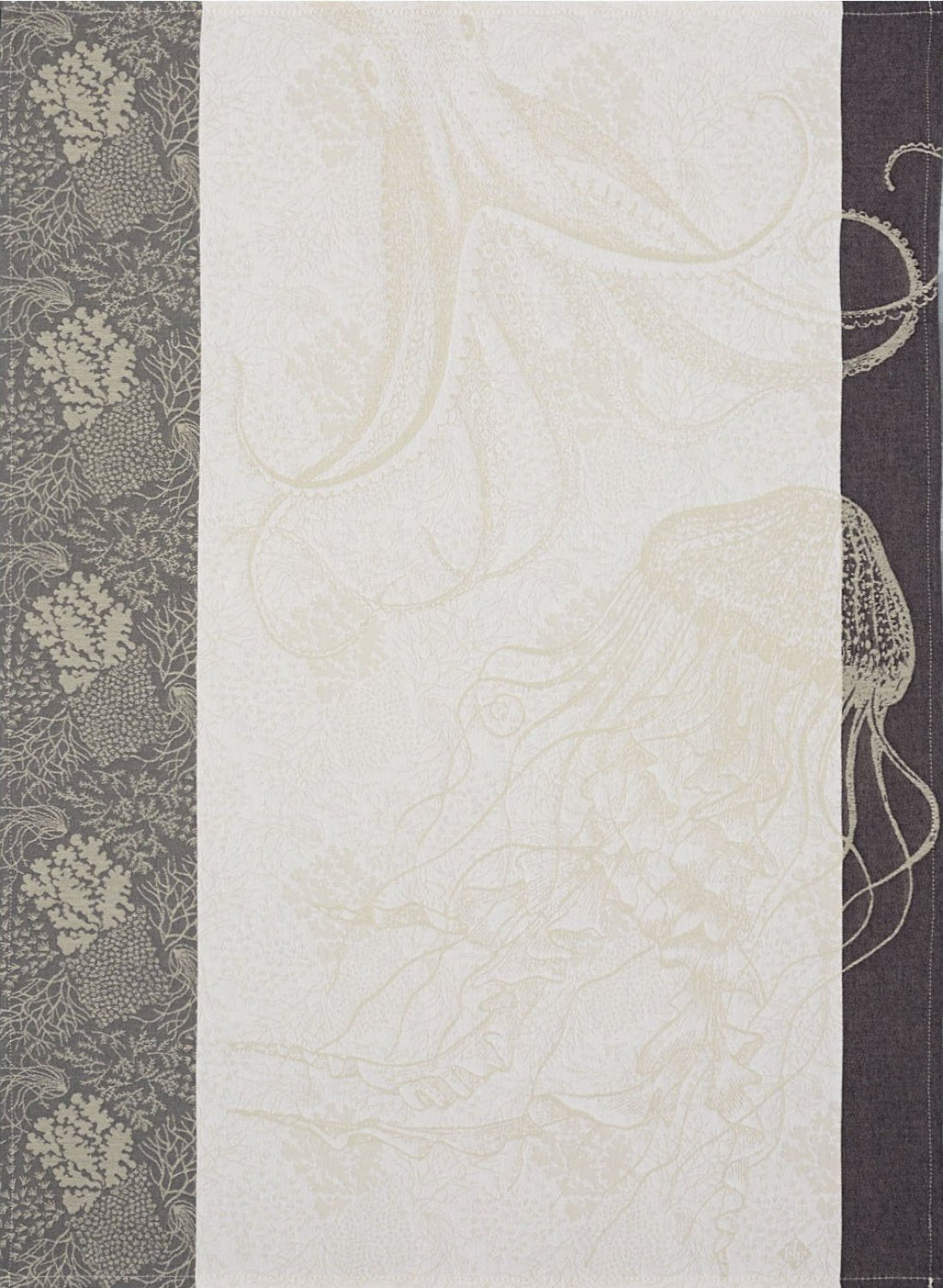Jacquard Français "Fonds Marins, Meduse" (Pearl), Woven cotton tea towel. Made in France. - Home Landing