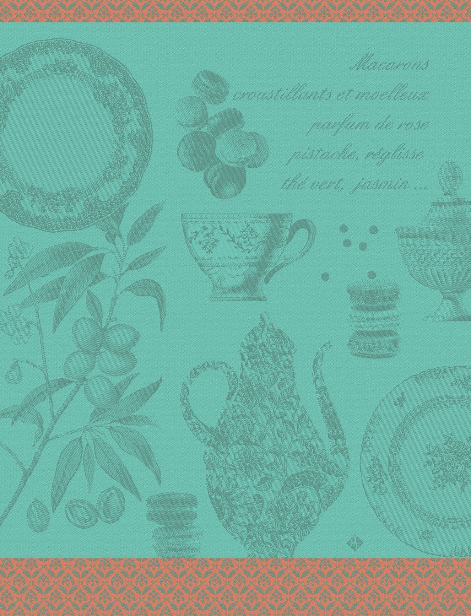 Jacquard Francais "Macarons" (Mint), Woven cotton tea towel. Made in France