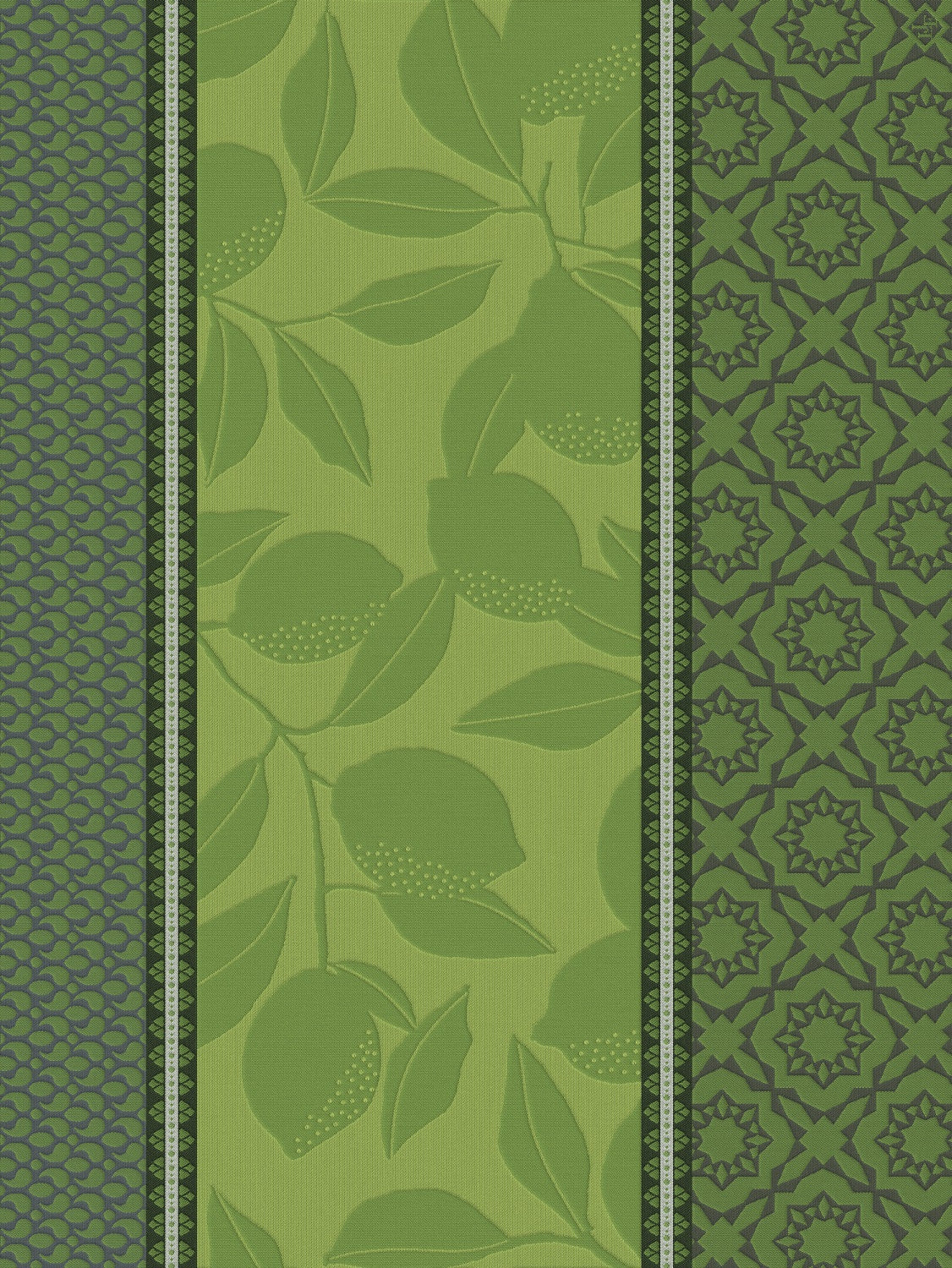 Jacquard Français "Sous les Citronniers" (Green), Woven cotton tea towel. Made in France.