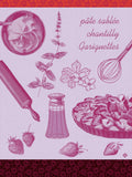 Jacquard Français "Tarte aux Fraises" (Pink), Woven cotton tea towel. Made in France.