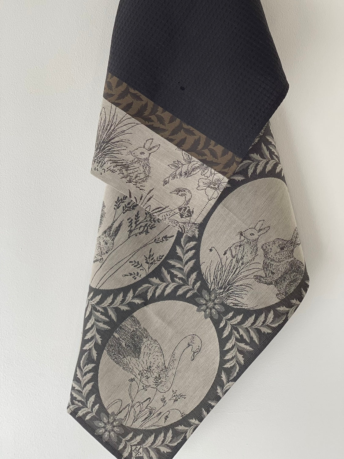 Jacquard Francais "Josephine" (Grey), Woven cotton tea towel.