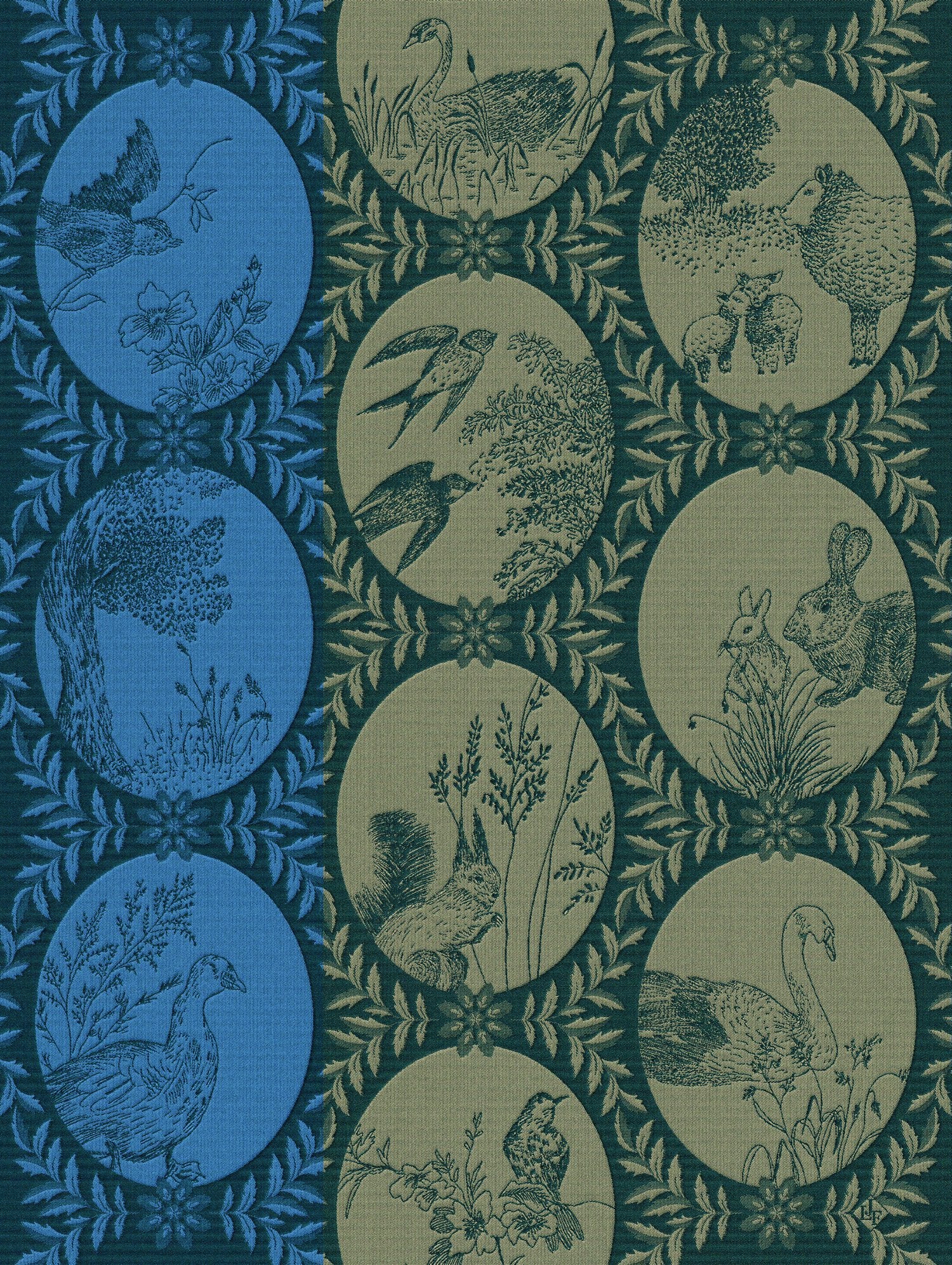 Jacquard Français "Josephine" (Blue), Woven cotton tea towel. Made in France.