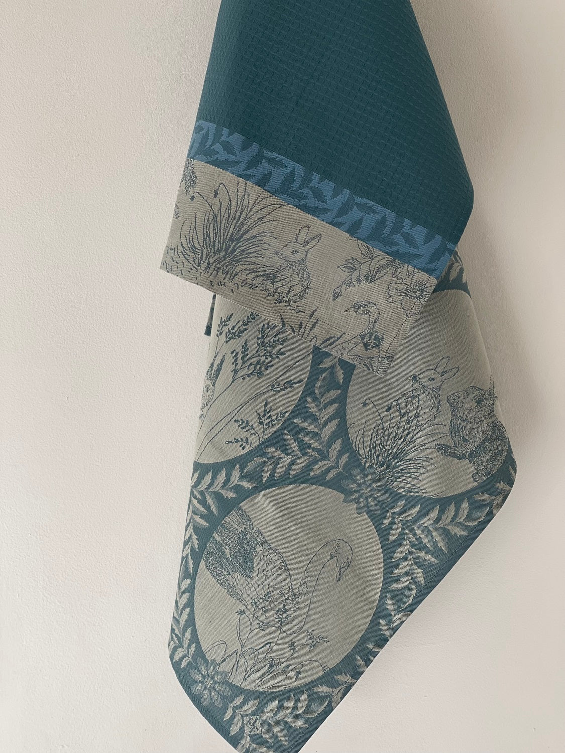 Jacquard Francais "Josephine" (Blue), Woven cotton tea towel. Made in France.