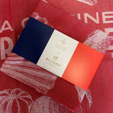 Jacquard Français "Gastronomie" (Red), Woven cotton tea towel. Made in France.