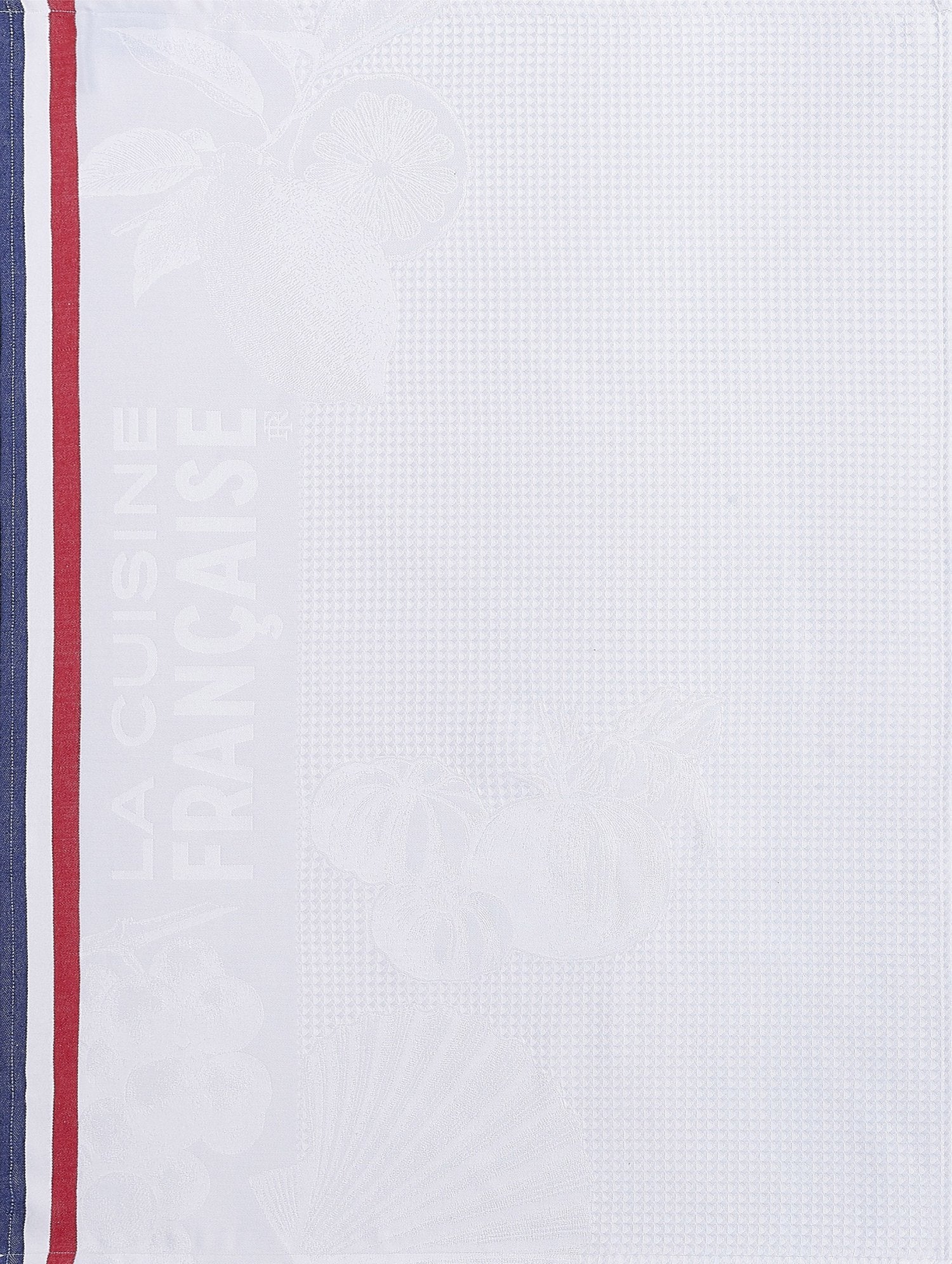 Jacquard Francais "Gastronomie" (White), Woven cotton hand towel. Made in France.