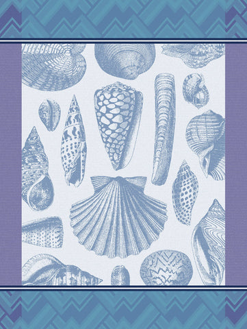 Jacquard Français "Coquillages" (Mer), Woven cotton tea towel. Made in France.