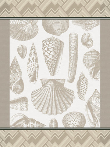 Jacquard Français "Coquillages" (Sable), Woven cotton tea towel. Made in France.