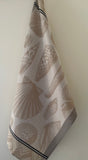 Jacquard Français "Coquillages" (Sable), Woven cotton tea towel. Made in France.