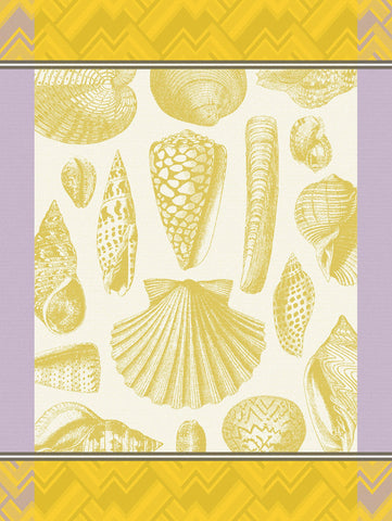 Jacquard Français "Coquillages" (Soleil), Woven cotton tea towel. Made in France.