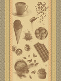 Jacquard Français "Chocolates - Recettes" (Brown), Woven cotton tea towel. Made in France.
