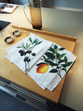 Linoroom "Olives & Lemon". Pair of pure linen printed tea towels.