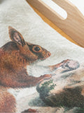 Linoroom “Squirrel & Hare,” Pair of pure linen printed tea towels.